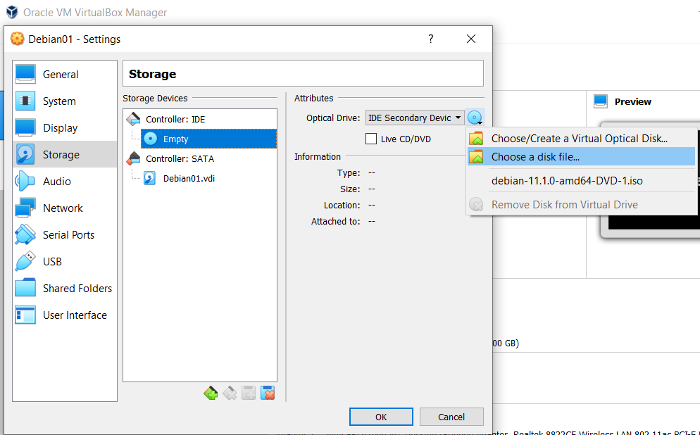 VirtualBox Disk on Optical Drive